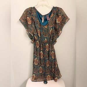 Fire Los Angeles Teal Paisley Midi Dress
